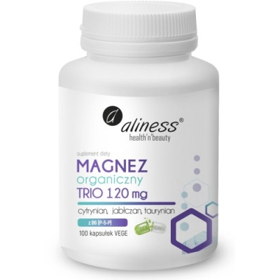 Magnez organiczny TRIO 120 mg z B6 (P-5-P) x 100 VEGE kaps.